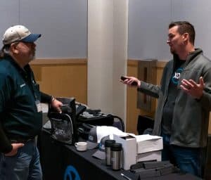vendor talking with RBI employee at the RBI 2022 Service Team Appreciation Breakfast