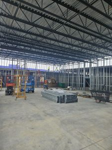 Interior of RBI's training room and office addition in construction.