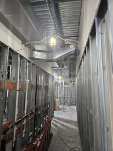 Metal framing up in RBI's new expansion building.