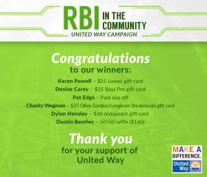 RBI In the Community - United Way Campaign Winners