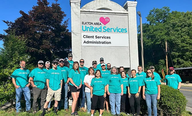 RBI-About-Community-2024-United-Way-Day-of-Action RBI time in front of the Elkton Area United Services