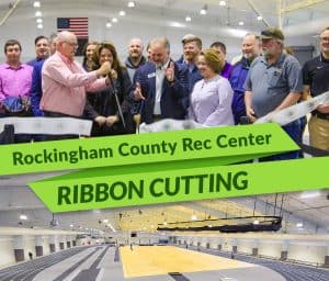Rockingham County Rec Center Ribbon Cutting. Ribbon cutting on top and the new track on the bottom