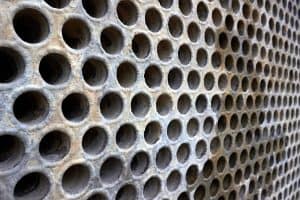 Close up of tubing on a heat exchanger