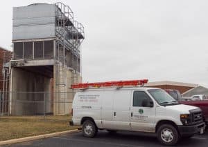 RBI's service van in front of a chiller outdoors